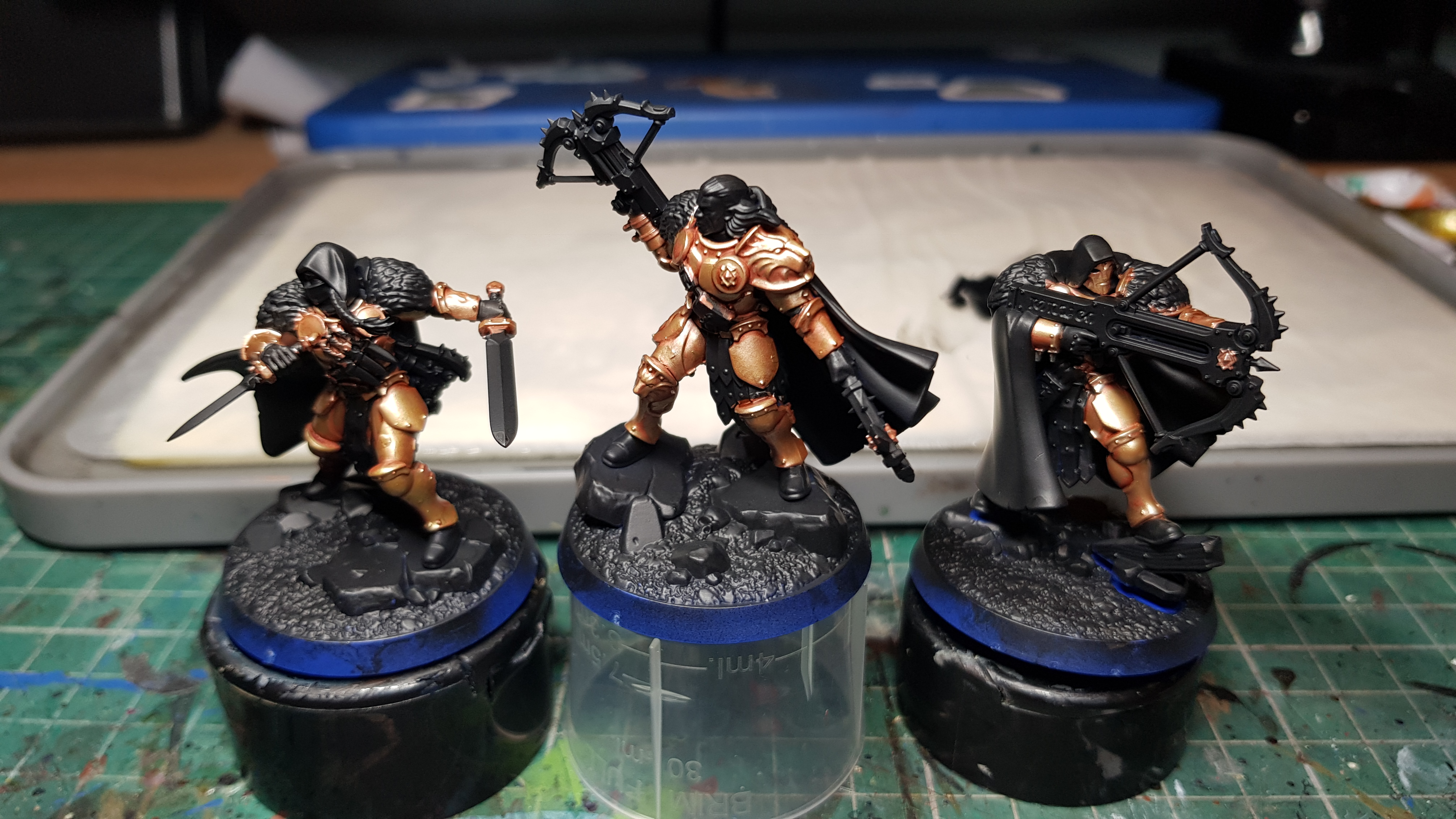 Three partially-painted Stormcast Eternals.