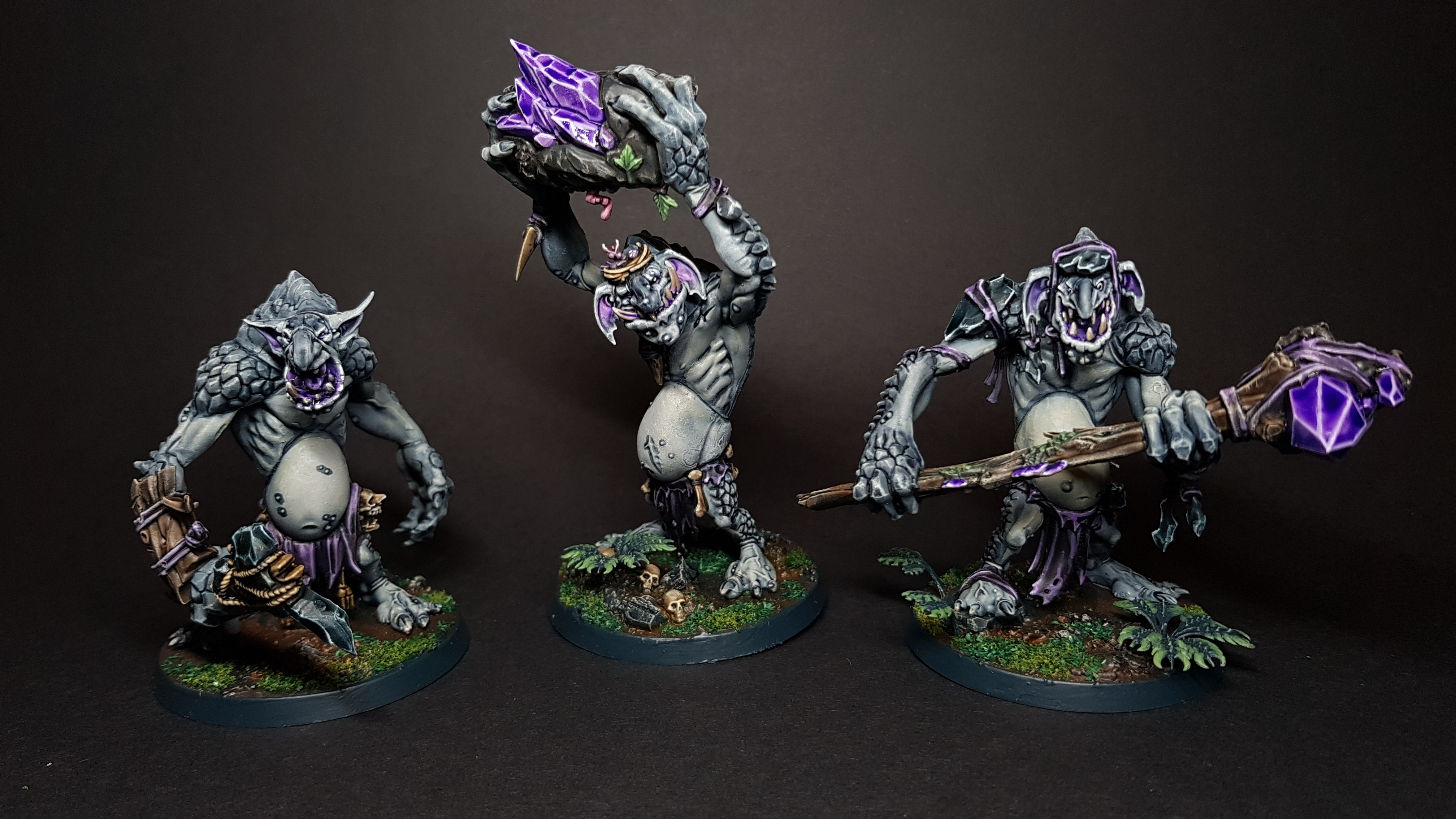 A photo showing three Rockgut Troggoths.